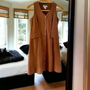 Clues Collections dress, size PM, faux suede, button down front, vintage, EUC